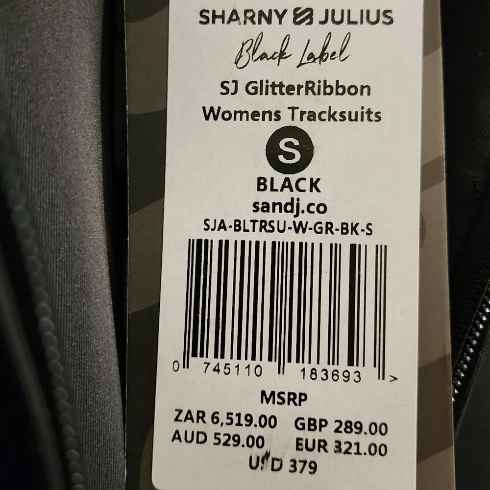 Sharny & Julius SJ Glitter Ribbon Black Tracksuit Jacket - Woman's Size S - Picture 8 of 9
